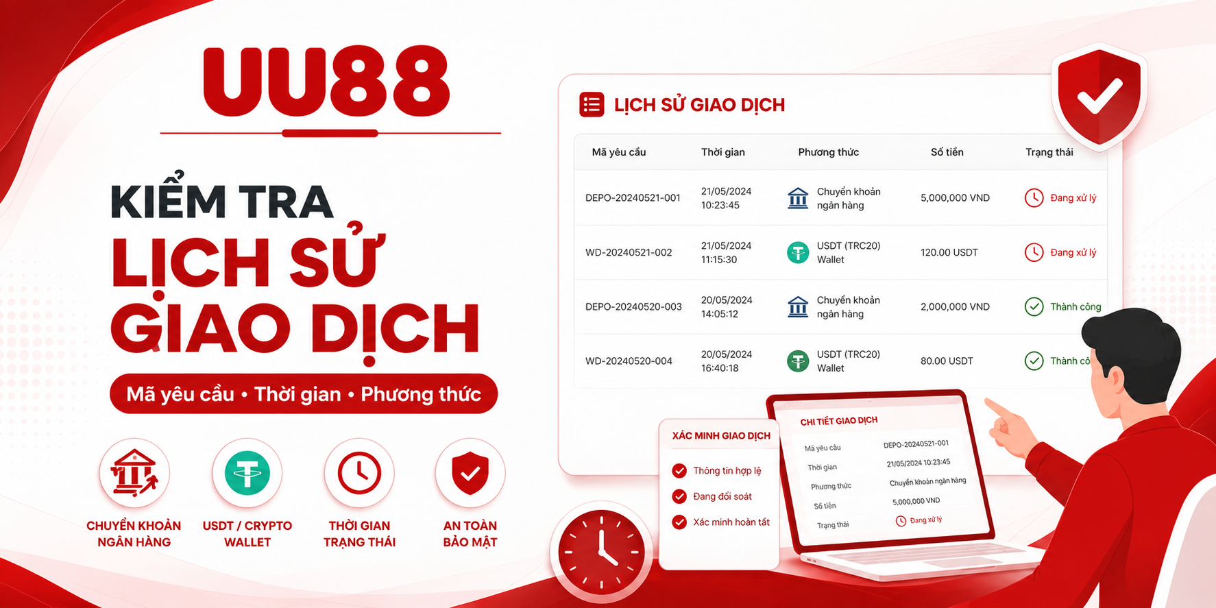 Kiểm tra các lịch sử giao dịch 